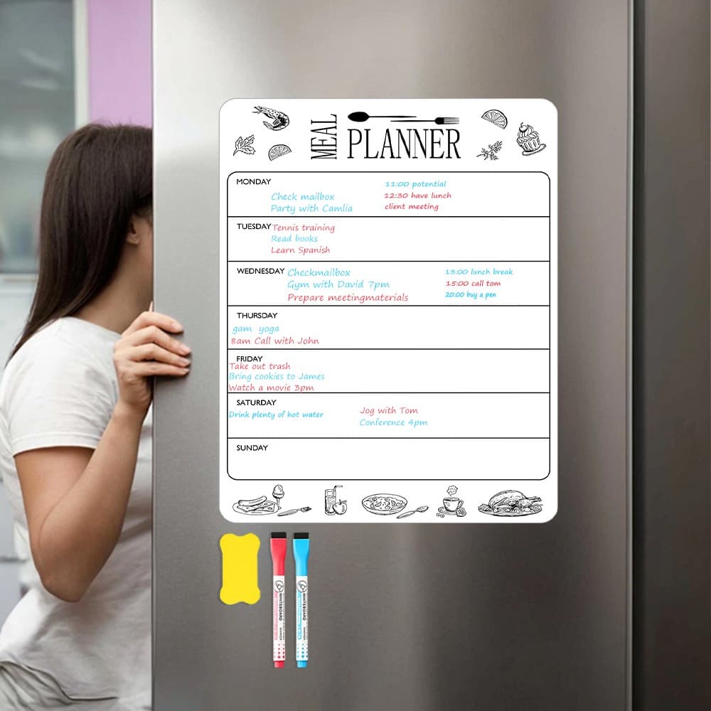 Pizarra magnética para refrigerador con amplia área de escritura