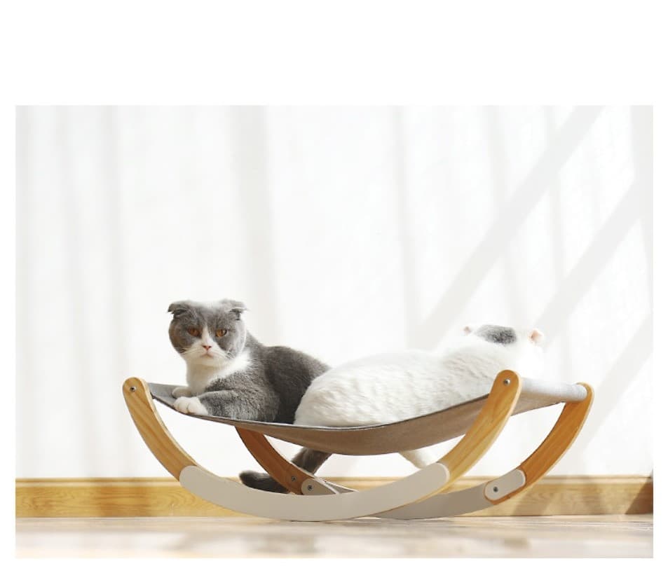 Hamaca mecedora para gatos de madera, doble uso