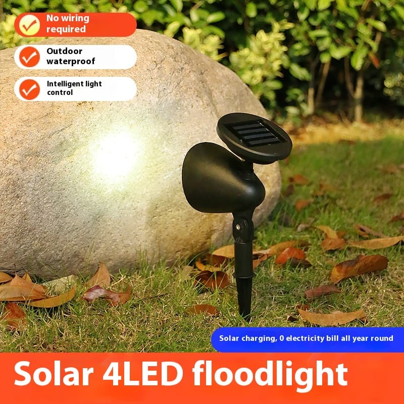 Focos solares de jardín con 4 LED, impermeables para exteriores