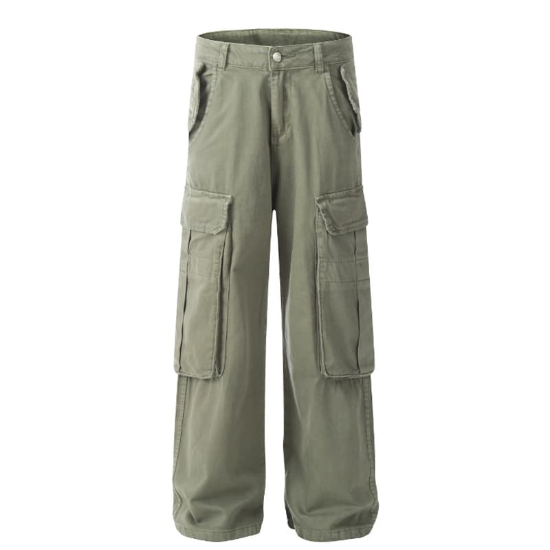 Pantalones cargo con múltiples bolsillos corte holgado