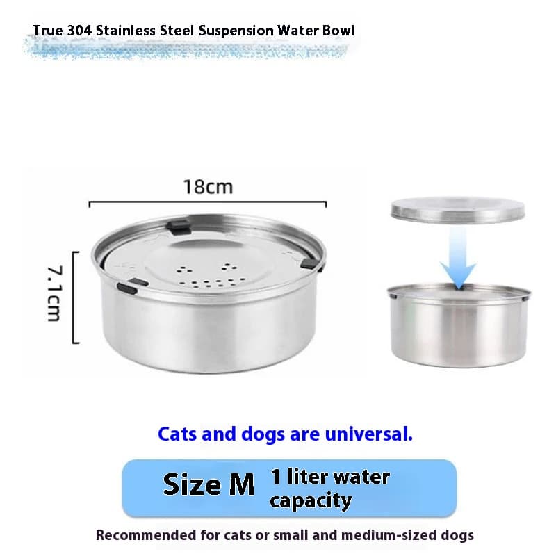 Comedero de acero inoxidable de gran capacidad para mascotas