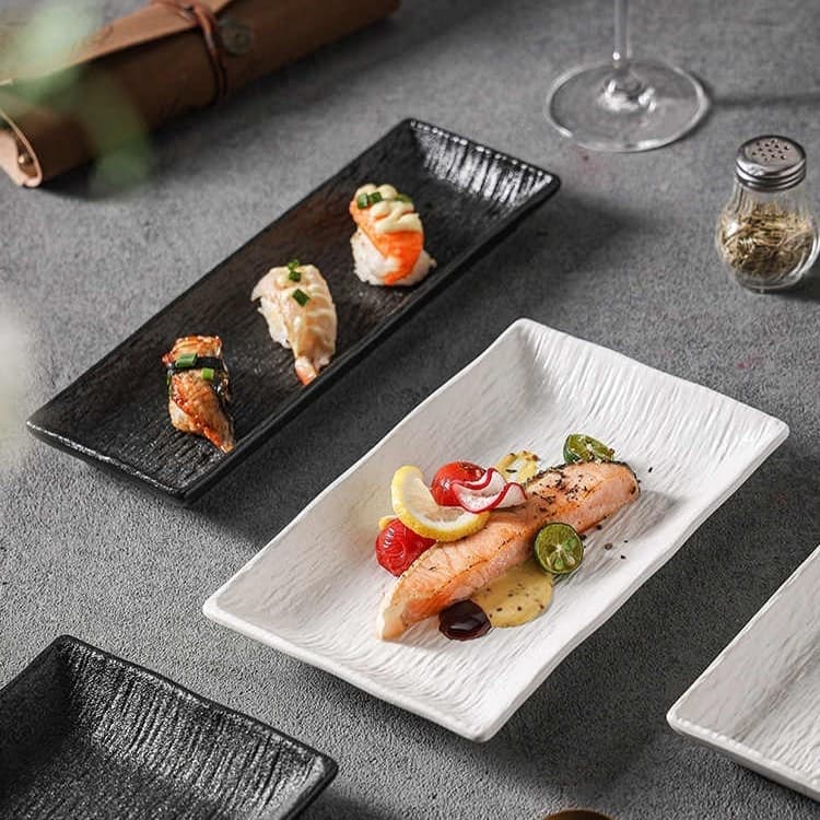 Plato rectangular de cerámica para sushi