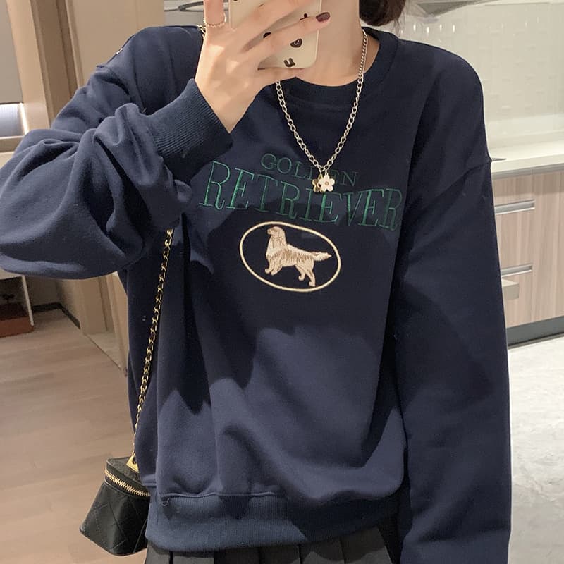 Sudadera coreana con bordado para mujer