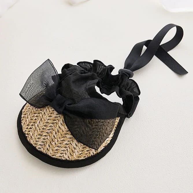 Sombrero de paja con encaje ajustable para mascotas