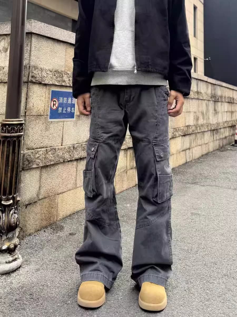 Pantalones workwear retro con múltiples bolsillos