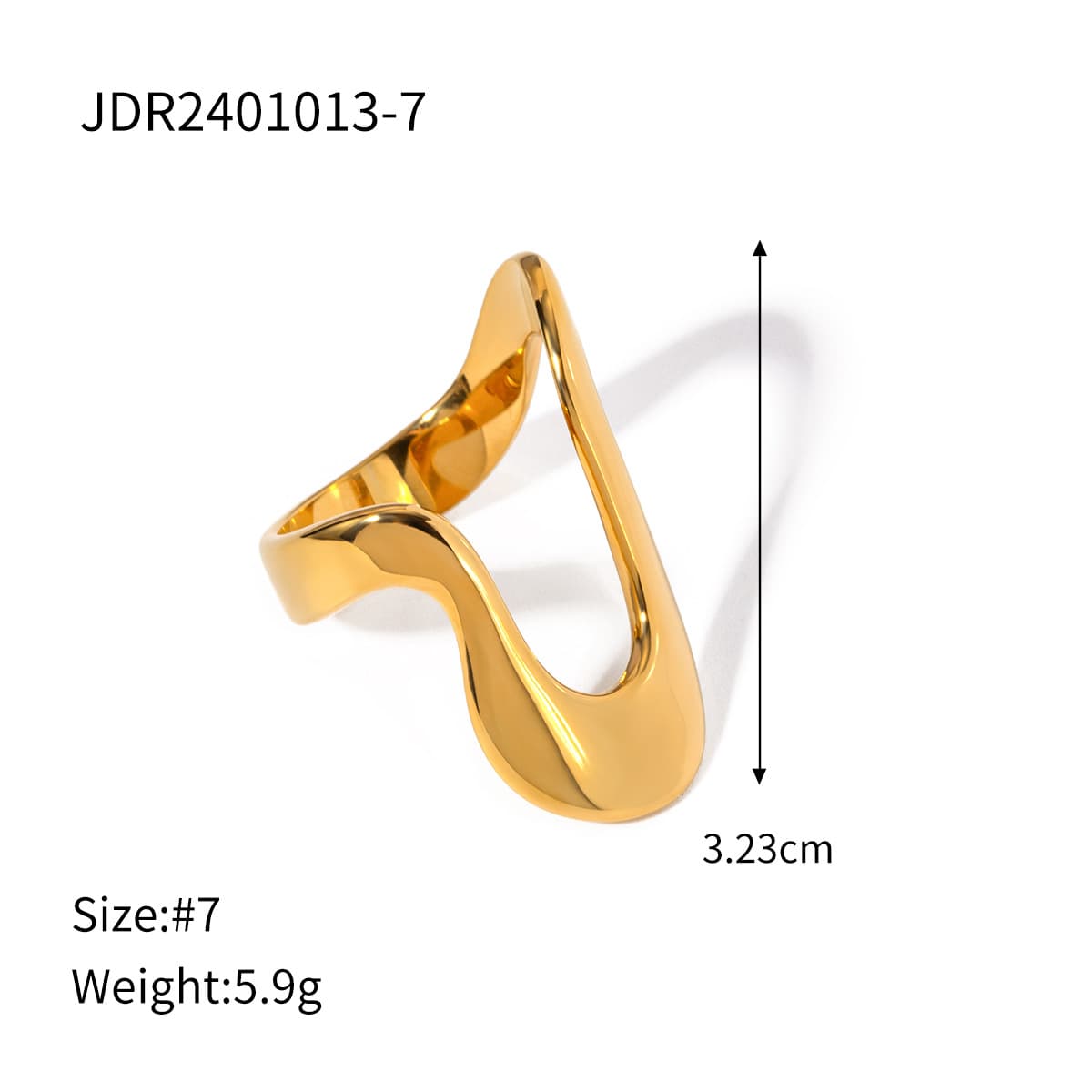 Anillo minimalista acero inoxidable forma U irregular