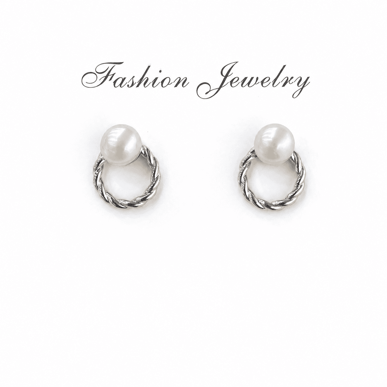 Aretes de perla con aro tejido en espiral