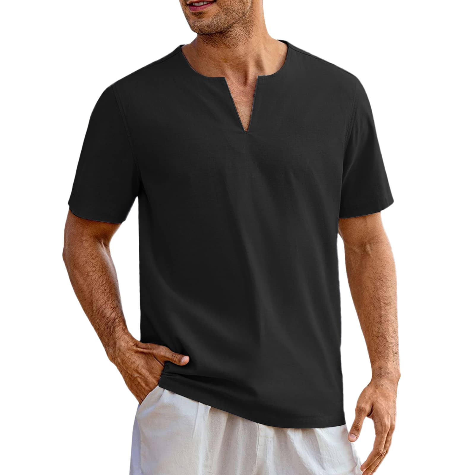 Camisa casual de color sólido con mangas cortas
