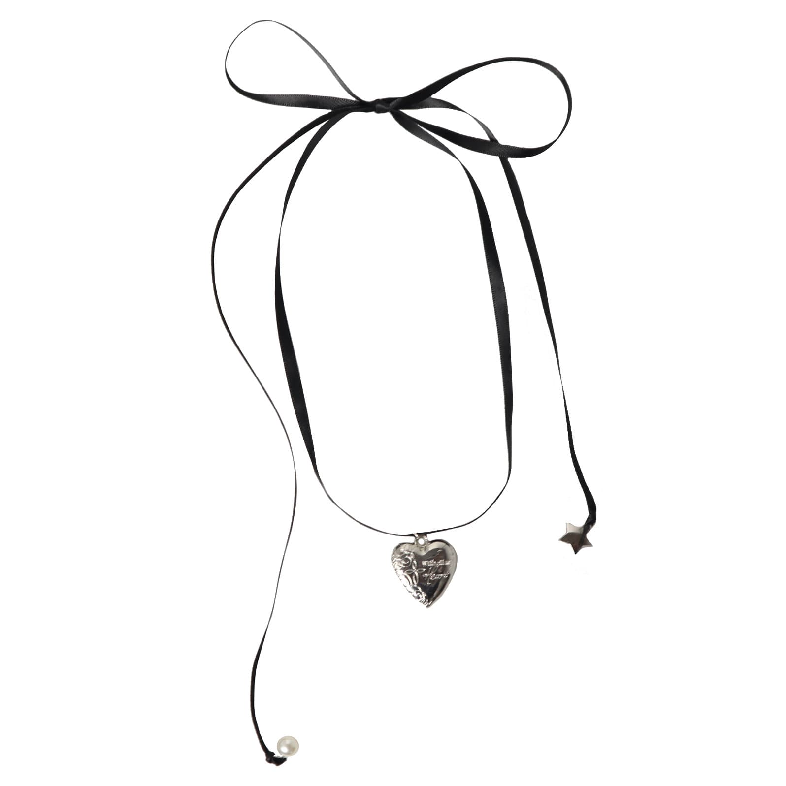 Collar estilo ballet con corazón y moño, aleación de zinc
