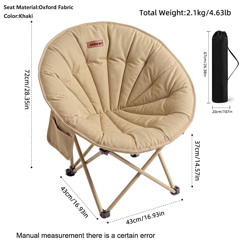 Silla plegable tipo luna con soporte ergonómico