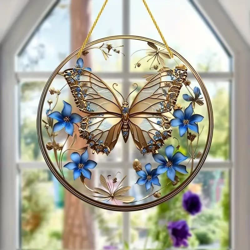 Cuadro colgante de acrílico con diseño de mariposas