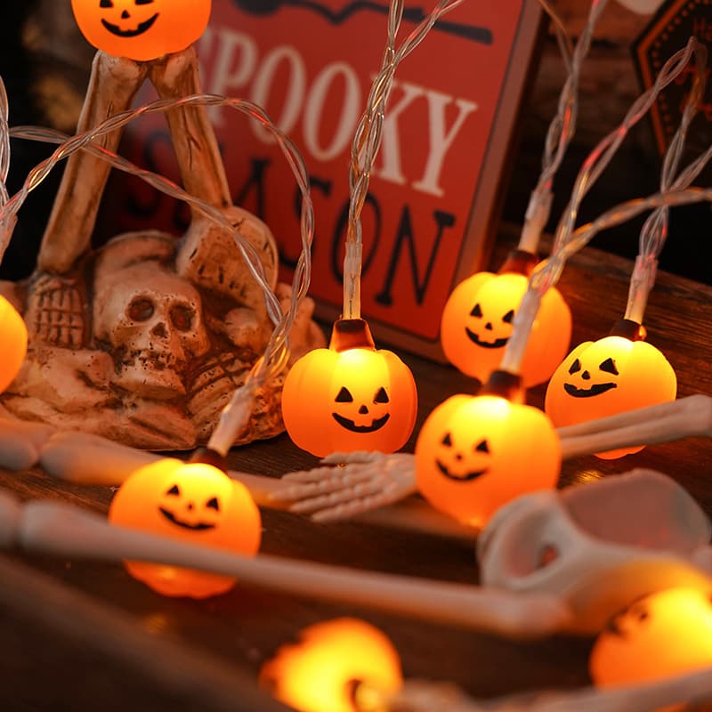 Luces Halloween cadena PVC calabaza fantasma murciélago