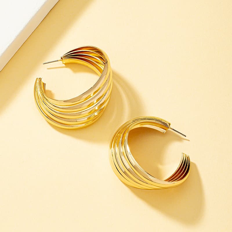 Aretes geométricos minimalistas aleación dorados