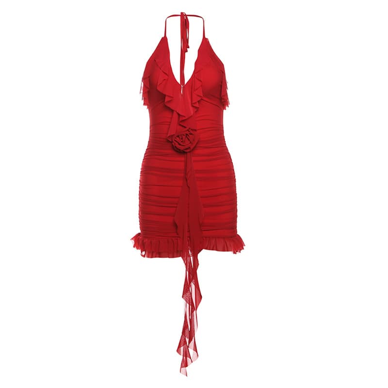 Vestido halter de color sólido para mujer