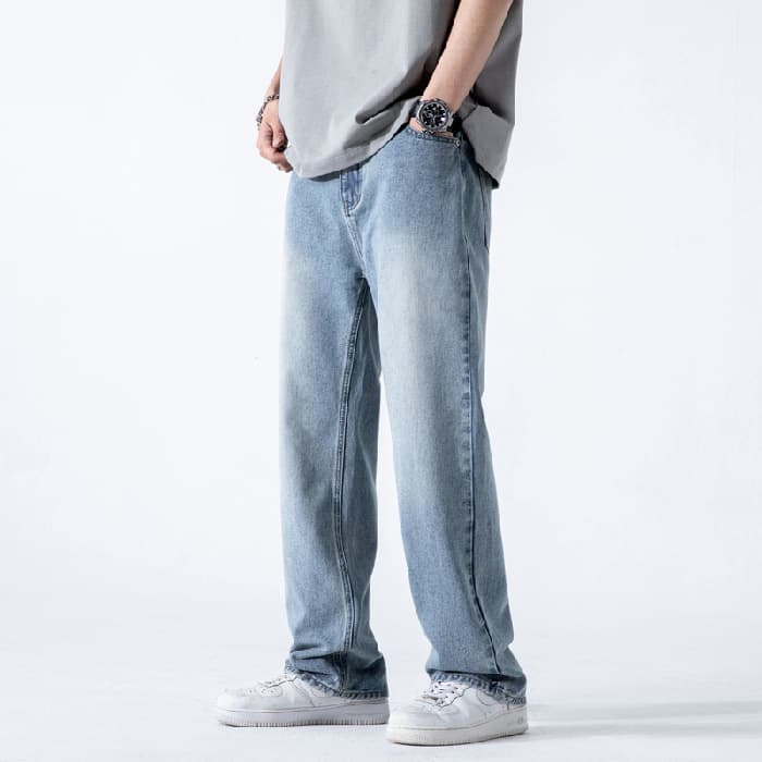 Pantalón vaquero hombre vintage cintura media pierna ancha