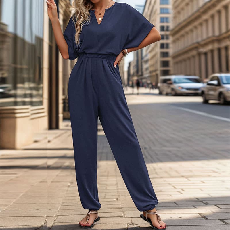 Jumpsuit casual de verano con mangas tipo murciélago