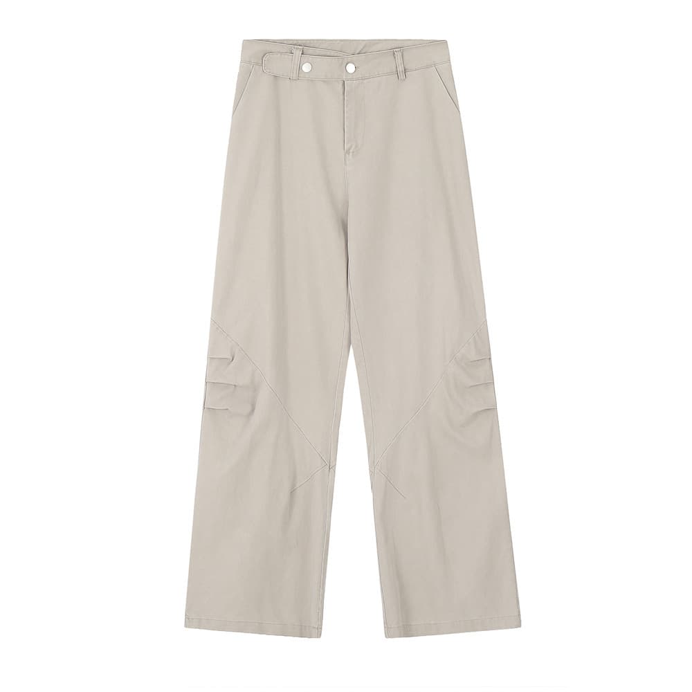 Pantalón holgado recto con pliegues estilo overol