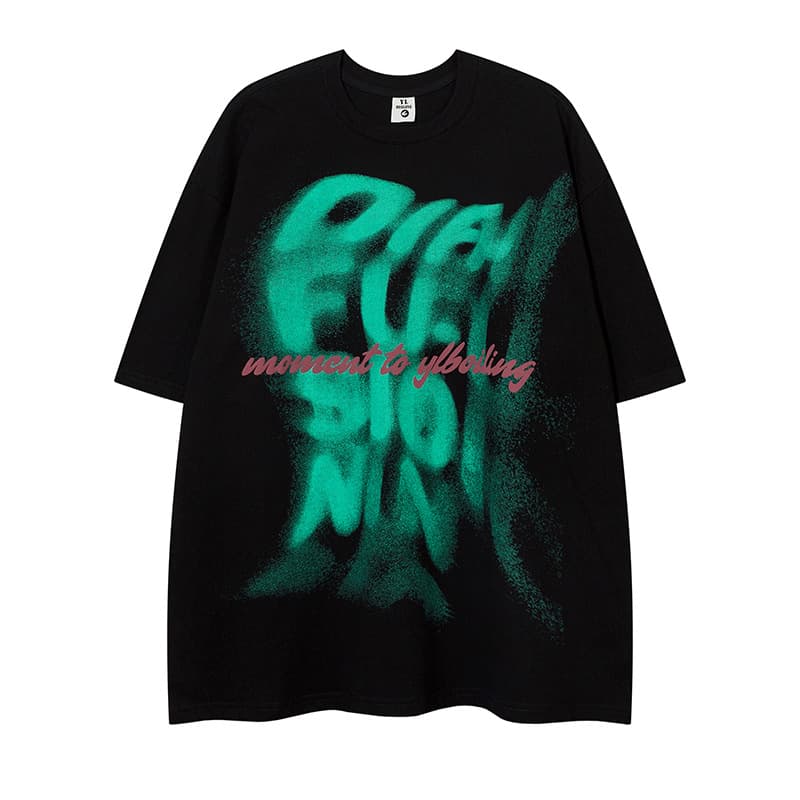 Camiseta hombre estampado letras onda manga corta