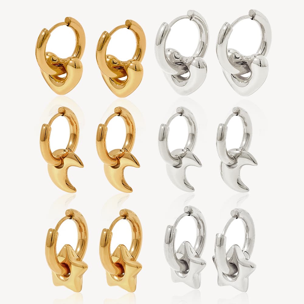Aretes de acero inoxidable pulido con diseño geométrico