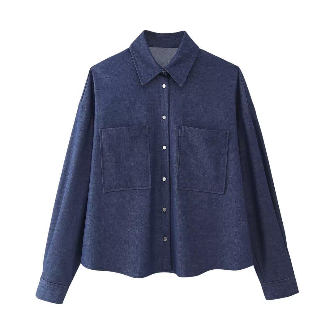Camisa casual de efecto denim con mangas largas