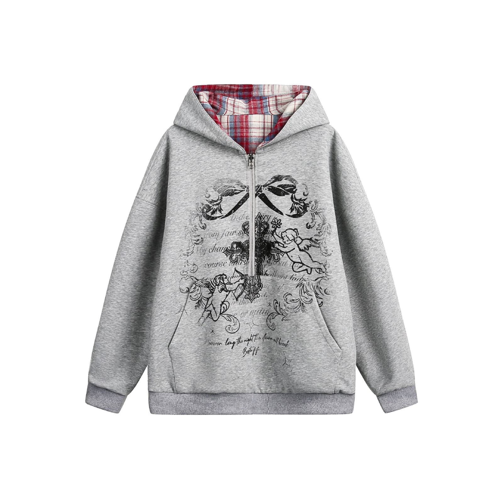 Sudadera con capucha retro de manga larga reversible