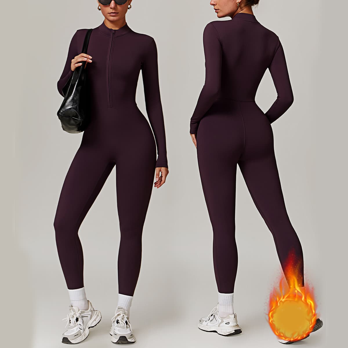 Mono cálido con cremallera para yoga y fitness