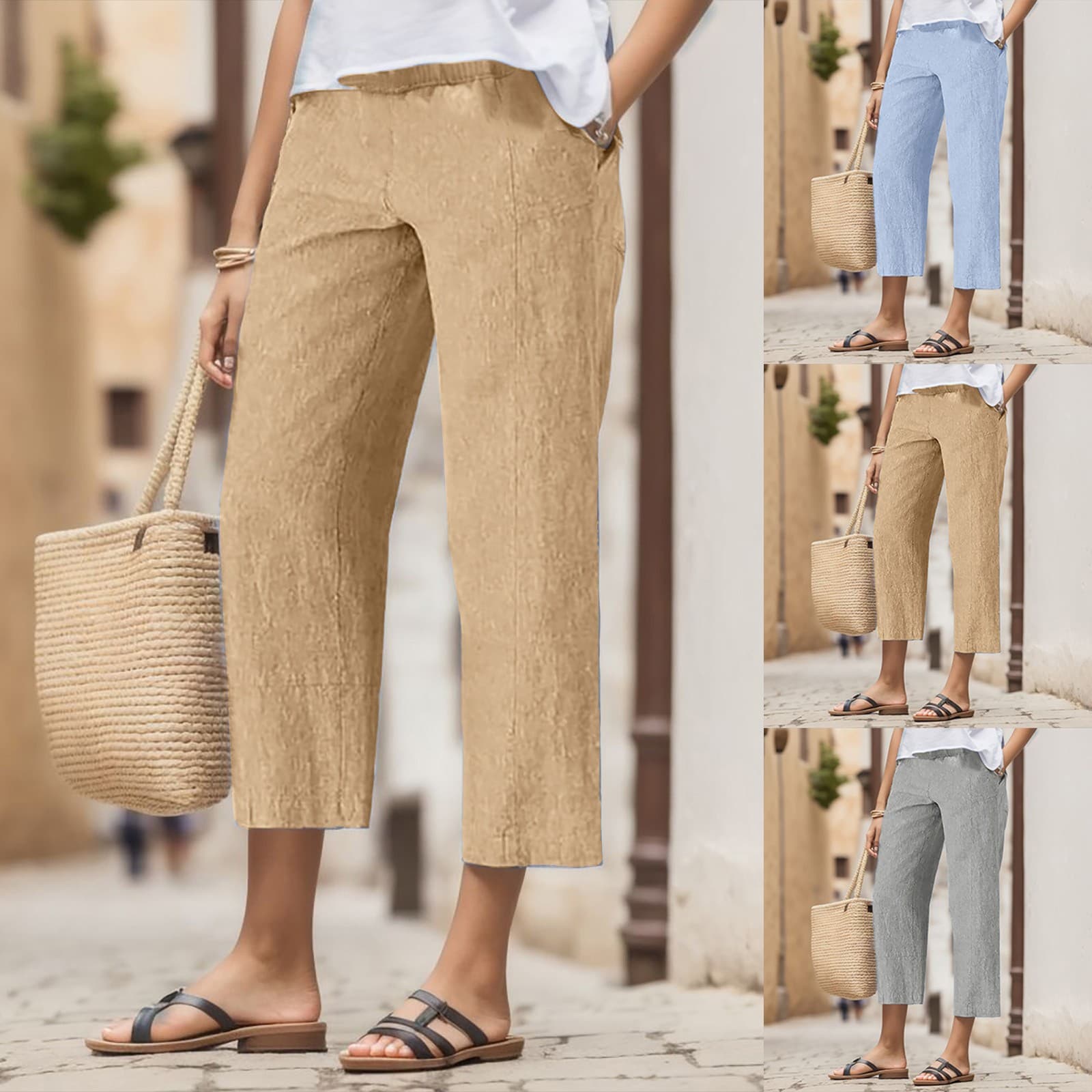 Pantalones harem de cintura alta color sólido
