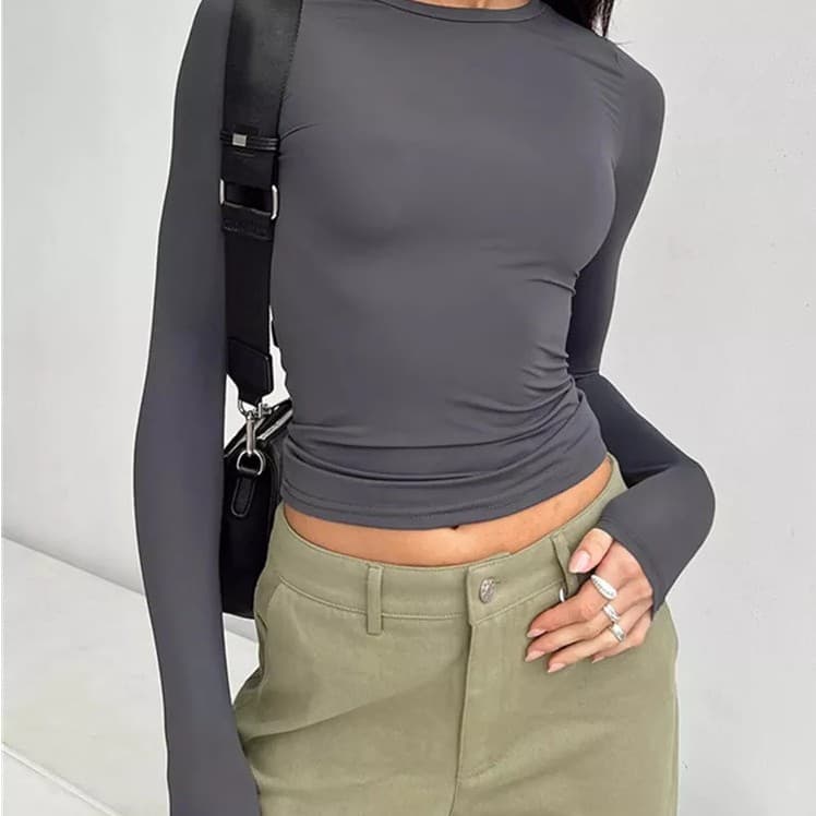 Camiseta casual de manga larga para mujer