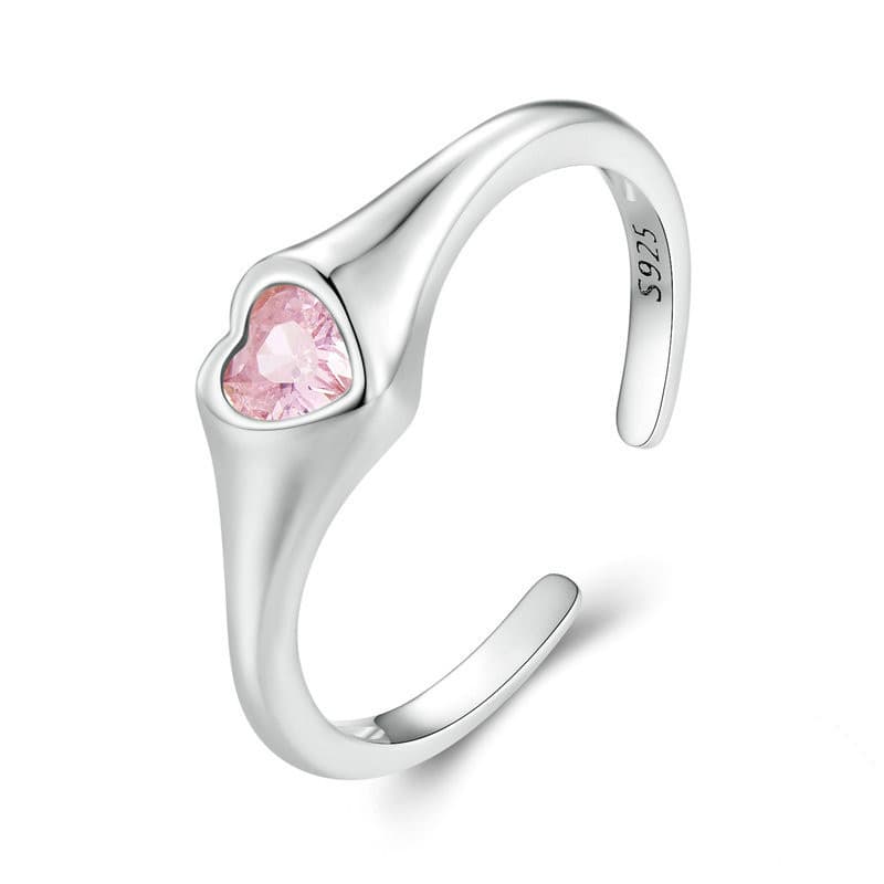 Anillo ajustable en forma de corazón de plata