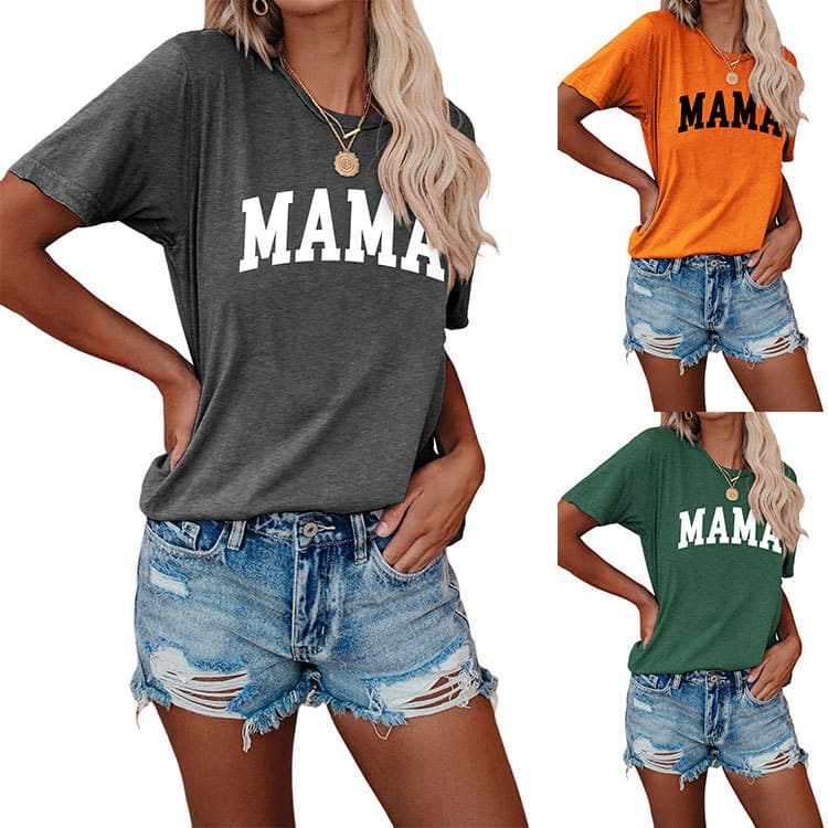 Camiseta de cuello redondo con estampado geométrico para mujer
