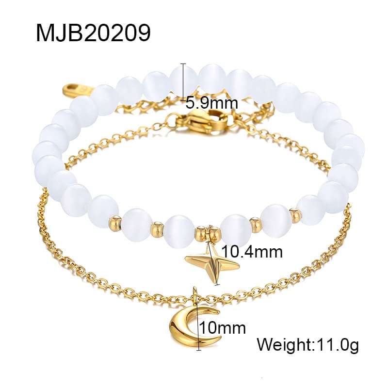 Pulsera de acero titanio con diseño luxury y detalle ópalo