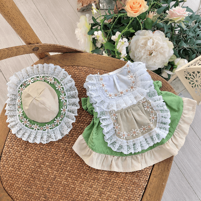 Traje Lolita para perros y gatos con sombrero