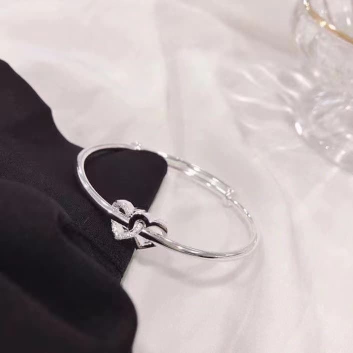 Pulsera ajustable corazón de aleación plateada