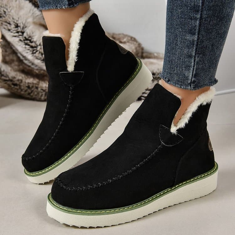 Botas de invierno con corte V y tacón plano para mujer