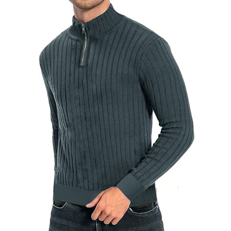Suéter cremallera cuello media altura para hombre