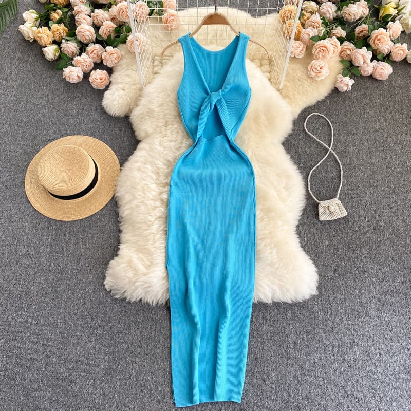 Vestido calado reversible, sin mangas, cintura alta
