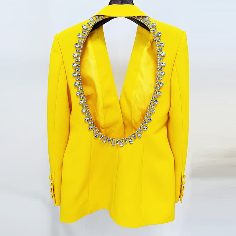 Blazer ajustado color amarillo largo medio