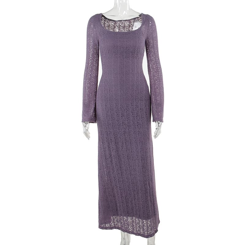 Vestido casual de encaje con mangas largas