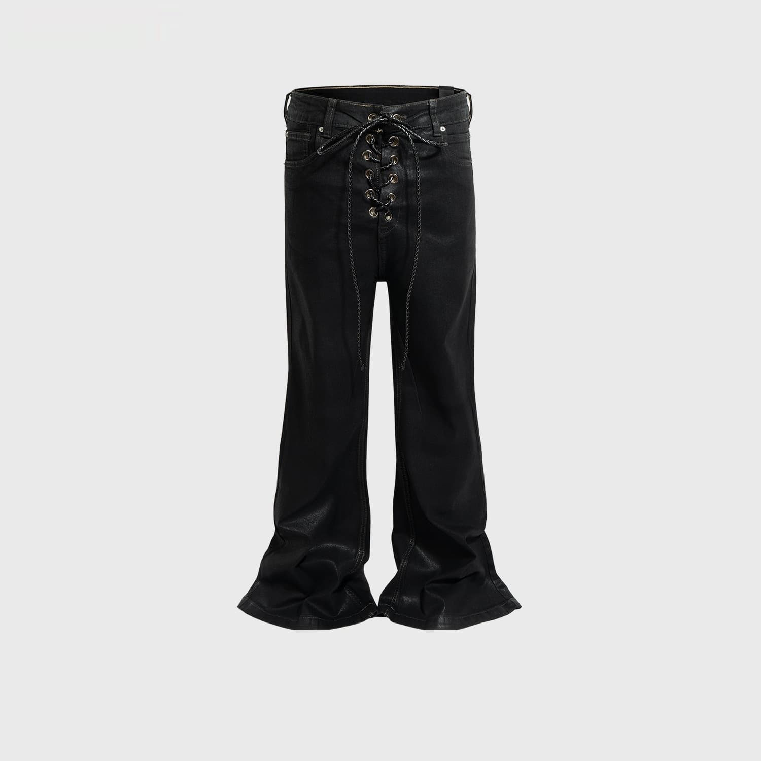Jeans acampanados con cordón trasero, unisex para hombre y mujer