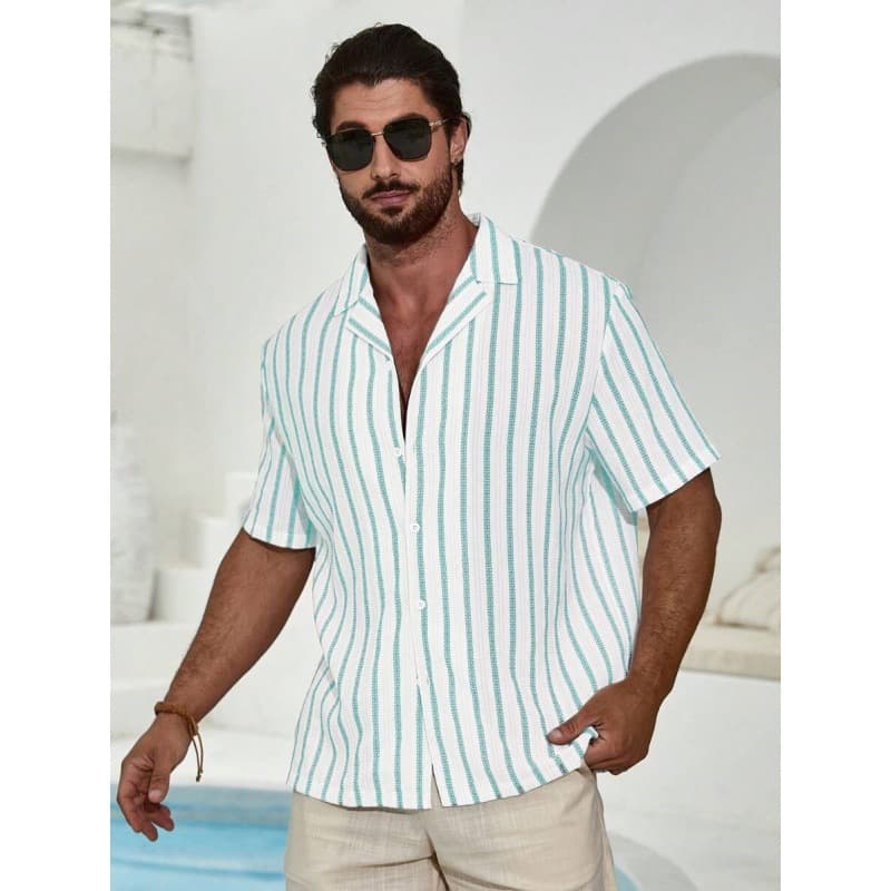 Camisa manga corta rayas estampado 3D digital