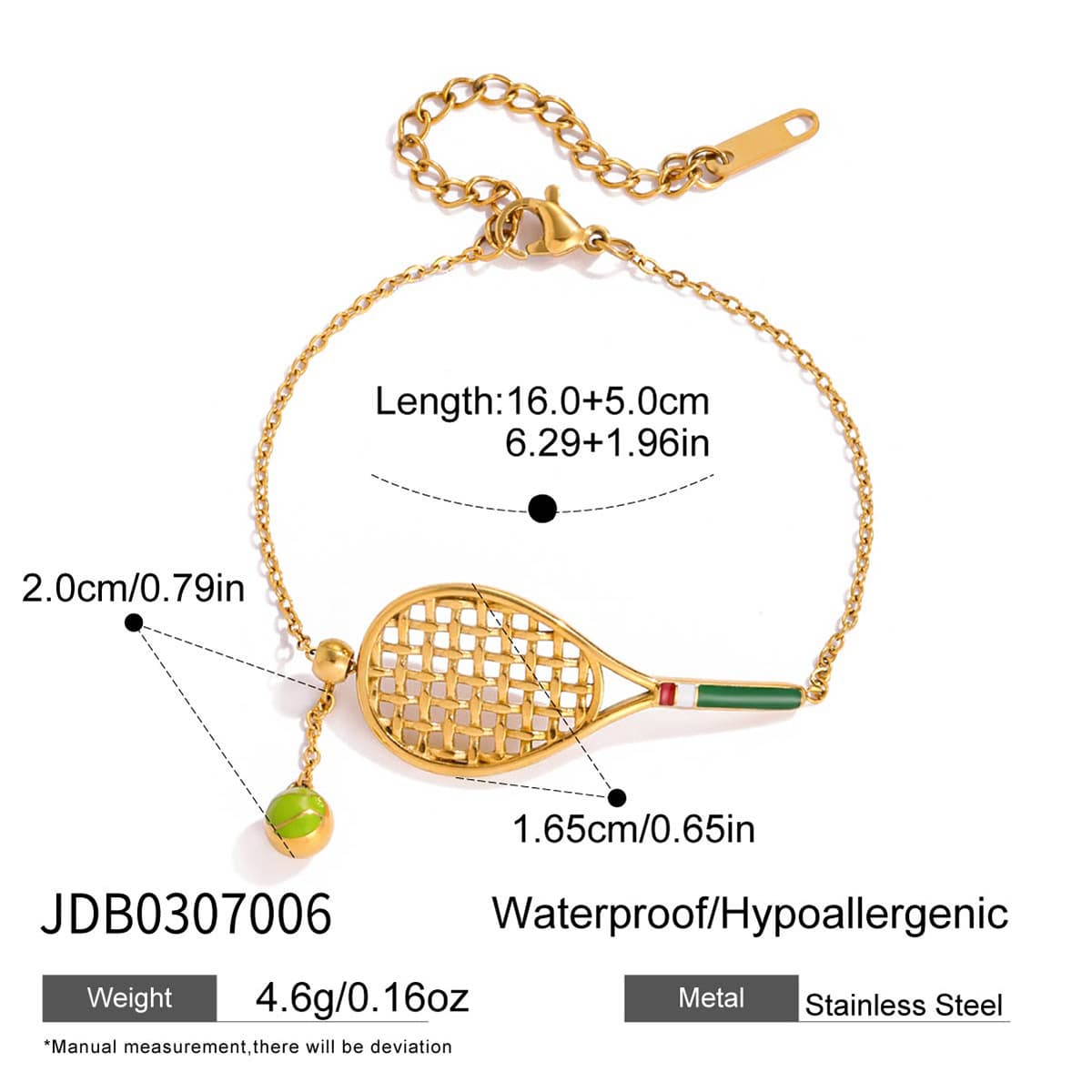Collar colgante raqueta de tenis para mujer