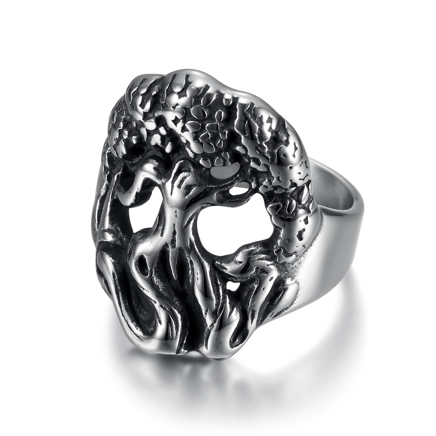 Anillo árbol de la vida minimalista acero inoxidable