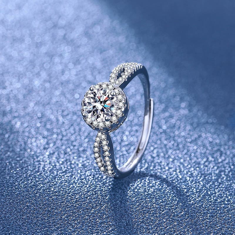 Anillo de boda clásico con moissanita simulada 1 quilate