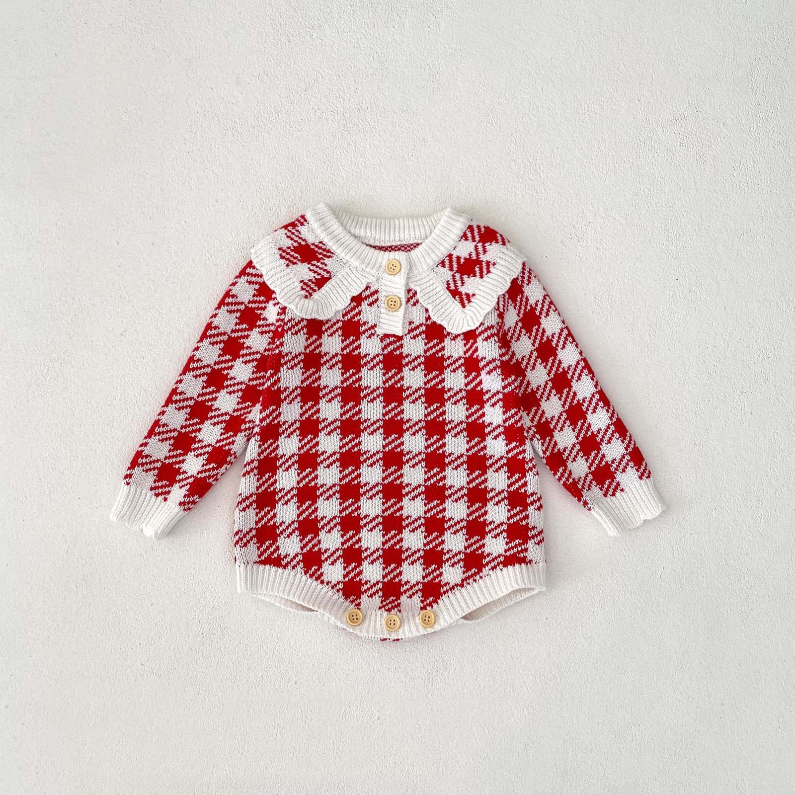 Pijama bebé niña patrón pata de gallo manga larga