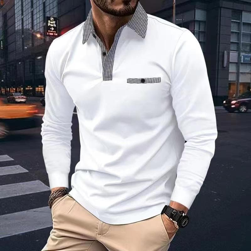 Polo casual con cuadros y manga larga