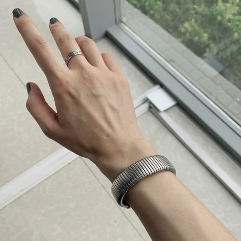Pulsera de acero titanio simple estilo hipster para hombre y mujer
