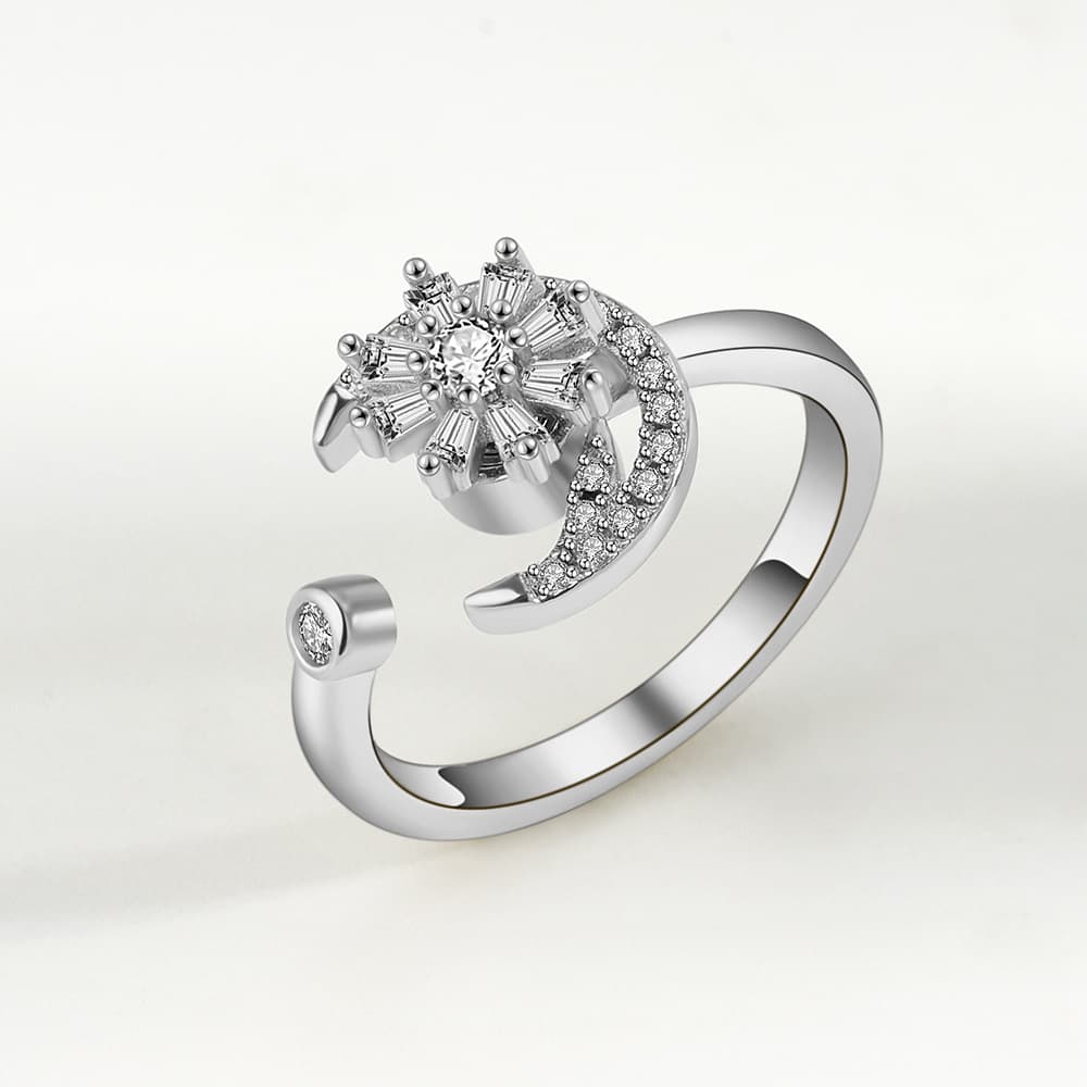 Anillo abierto giratorio de plata esterlina
