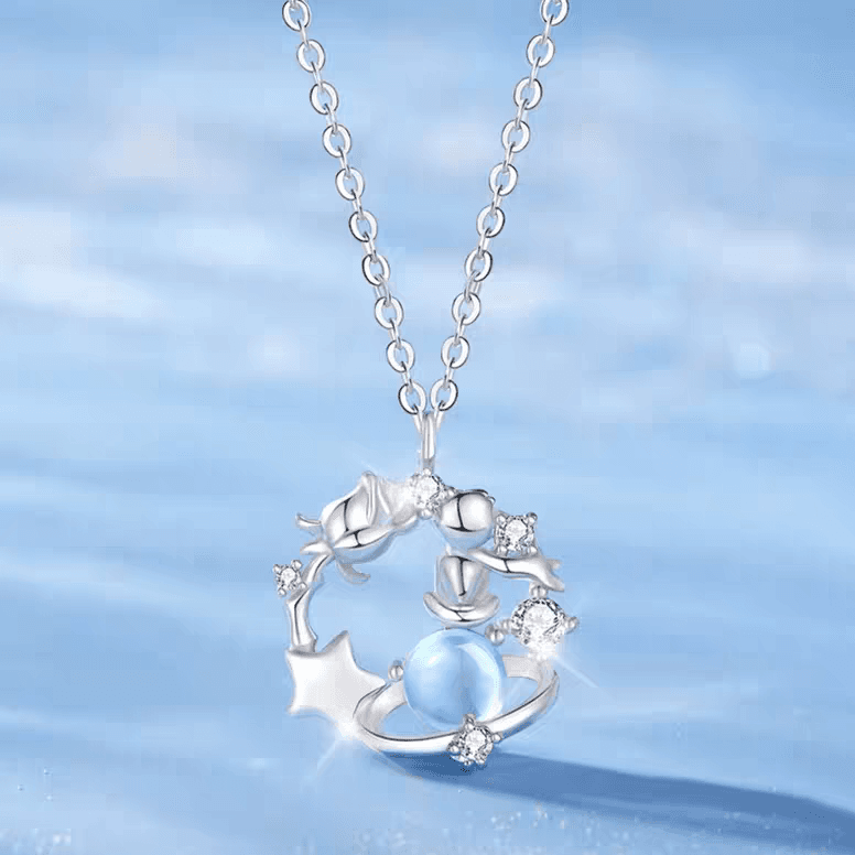 Colgante planeta príncipe en plata 999 esterlina