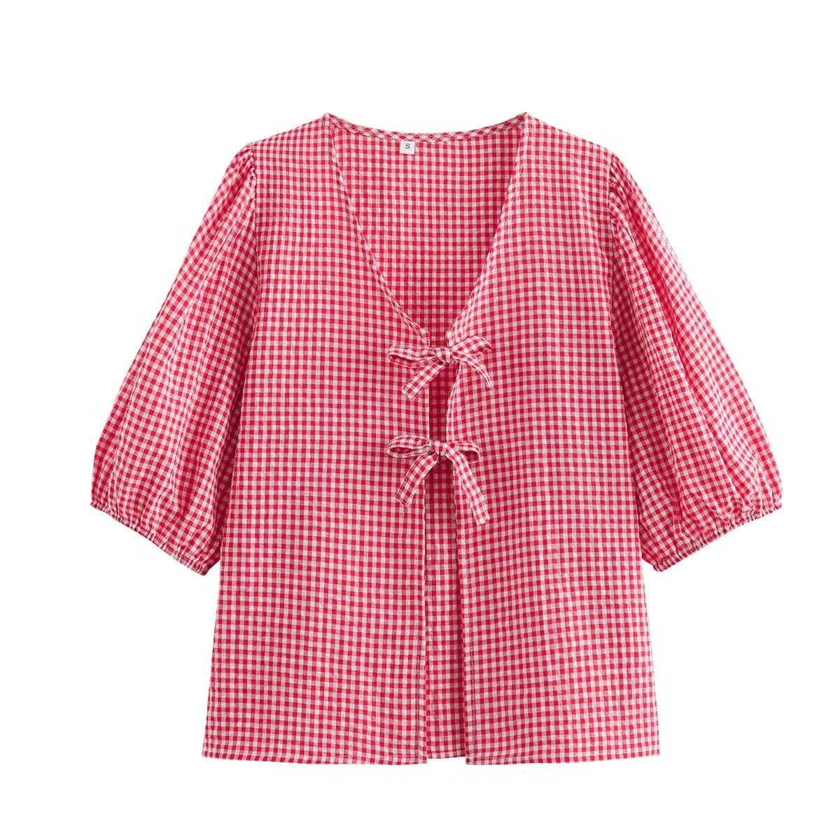 Conjunto mujer cuadriculado con nudo estilo casual