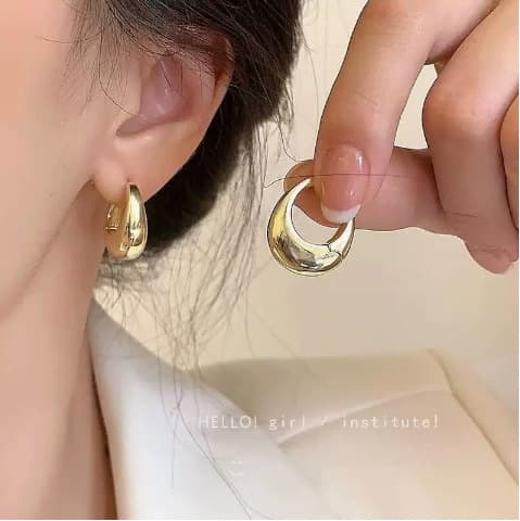 Aretes de aro metálico francés vintage estilo minimalista para mujeres